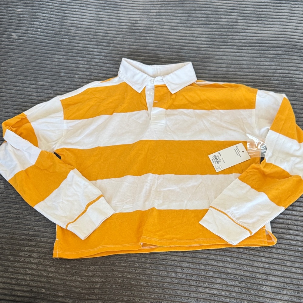 SO Yellow and White Striped Polo Shirt